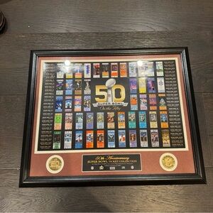NFL 50th Anniversary Super Bowl Ticket Collection Framed Print - Black
